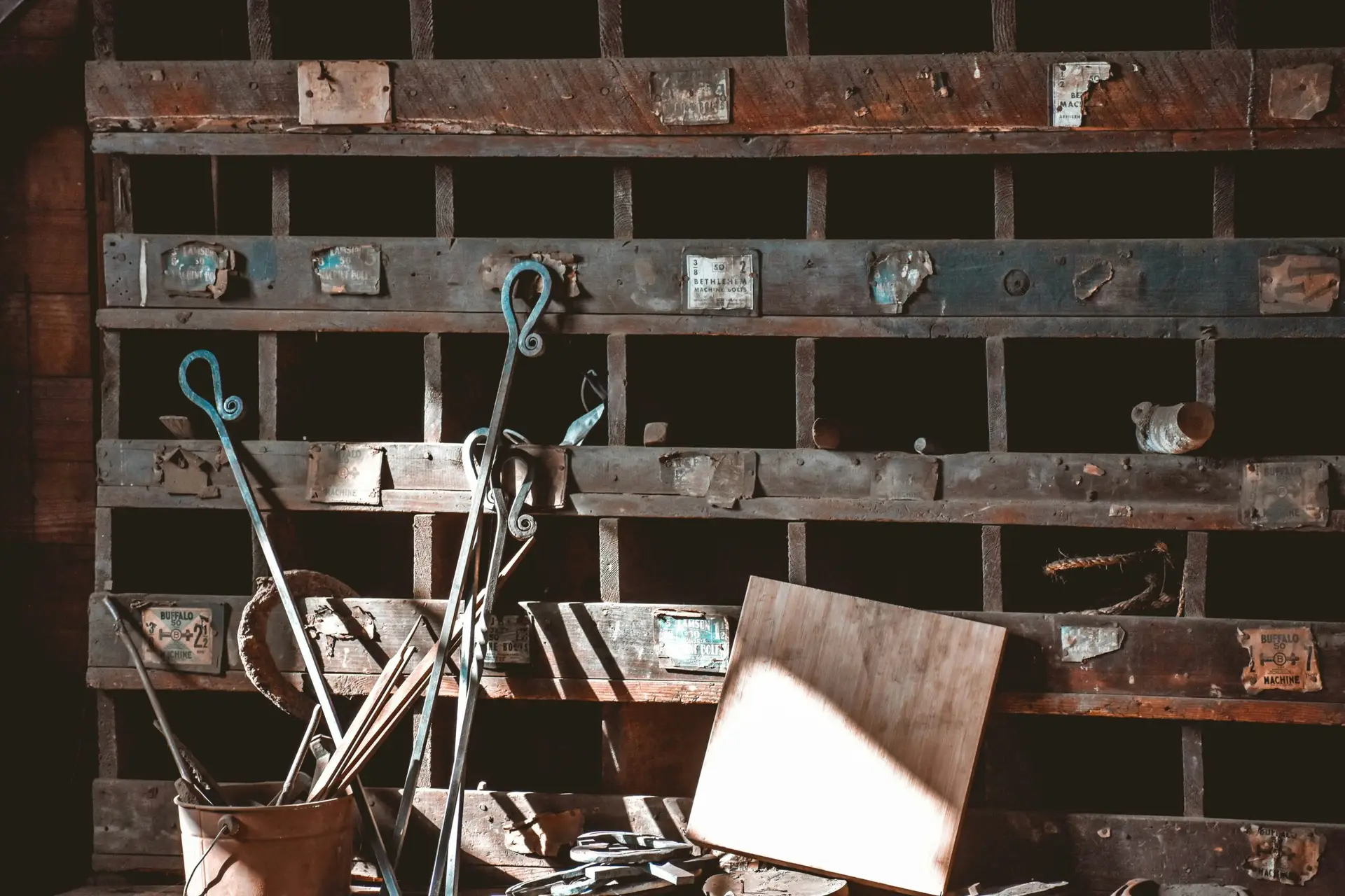 a pair of scissors and a pair of scissors on a shelf